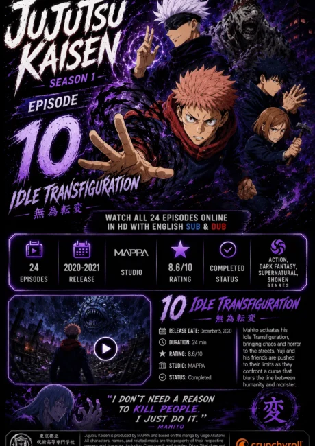 Jujutsu Kaisen Episode 10 – Idle Transfiguration
