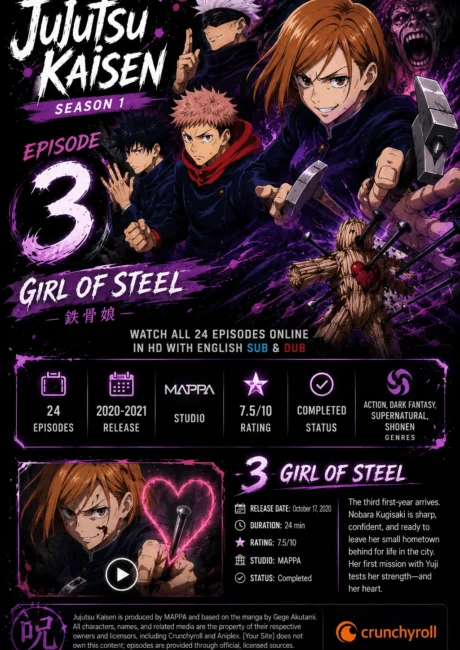 Jujutsu Kaisen Episode 3 – Girl of Steel Watch Online